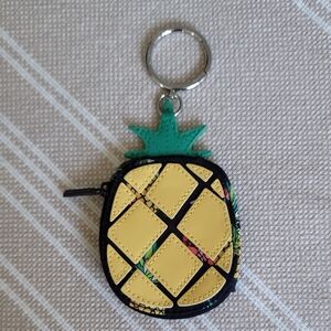 NWOT Vera Bradley Pineapple Keychain Coin Purse - Yellow and Green